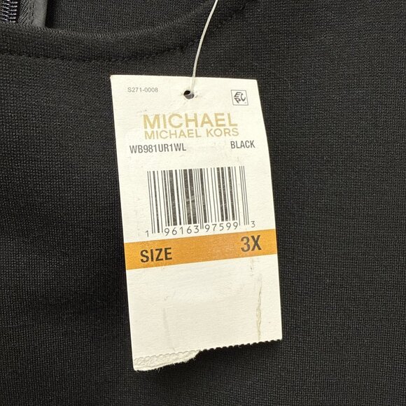 New Michael Kors Womens Size 3X Black Faux Leather Mixed Media Chain Shift Dress - Picture 4 of 11